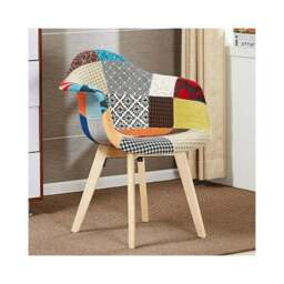Patchwork Dallas Dining Set for 4 - a Wooden Dining Table & Set of 4 Pacthwork Tub Dining Chairs with Armrests - Scandinavian Design - thumbnail 4