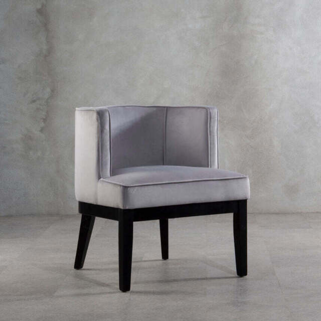 Daxton Light Grey Velvet Curved Back Chair - image 1