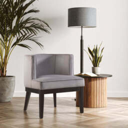 Daxton Light Grey Velvet Curved Back Chair - thumbnail 3