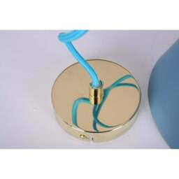 Luce Hanging Blue Ceiling Light with Oak Wood Spindle - thumbnail 5