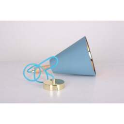 Luce Hanging Blue Ceiling Light with Oak Wood Spindle - thumbnail 2