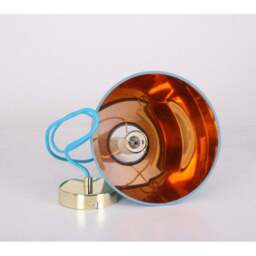 Luce Hanging Blue Ceiling Light with Oak Wood Spindle - thumbnail 3