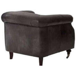 Victor Dark Grey Brown Leather Curved Armchair - thumbnail 6