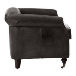Victor Dark Grey Brown Leather Curved Armchair - thumbnail 4