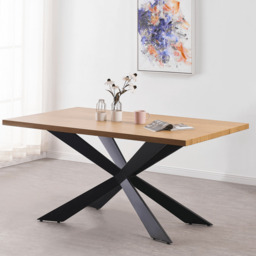 Milano Duke LUX Dining Set - a Oak Dining Table & 4 Dining Chairs with Silver End Caps - thumbnail 3