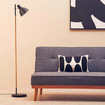 Black Metal and Wood Floor Lamp - Bryant - image 1