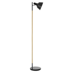 Black Metal and Wood Floor Lamp - Bryant - thumbnail 2