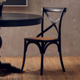 Lyon Black Oak Wood and Rattan Dining Chair - thumbnail 3