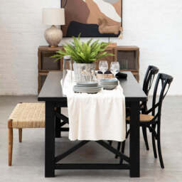 Lyon Black Oak Wood and Rattan Dining Chair - thumbnail 5