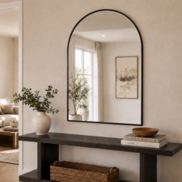 Akiko - Black Metal Arched Mirror - 120cm x 95cm - thumbnail 1