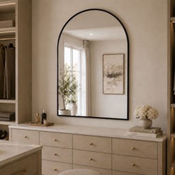 Akiko - Black Metal Arched Mirror - 120cm x 95cm - thumbnail 2
