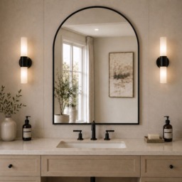 Akiko - Black Metal Arched Mirror - 120cm x 95cm - thumbnail 3