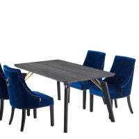 Windsor Cosmo Lux Dining Set - a Black Table and Set of 4 Chairs - Blue