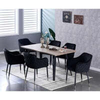 Verona Rocco LUX Dining Set - Black / Set Of 6 / Walnut
