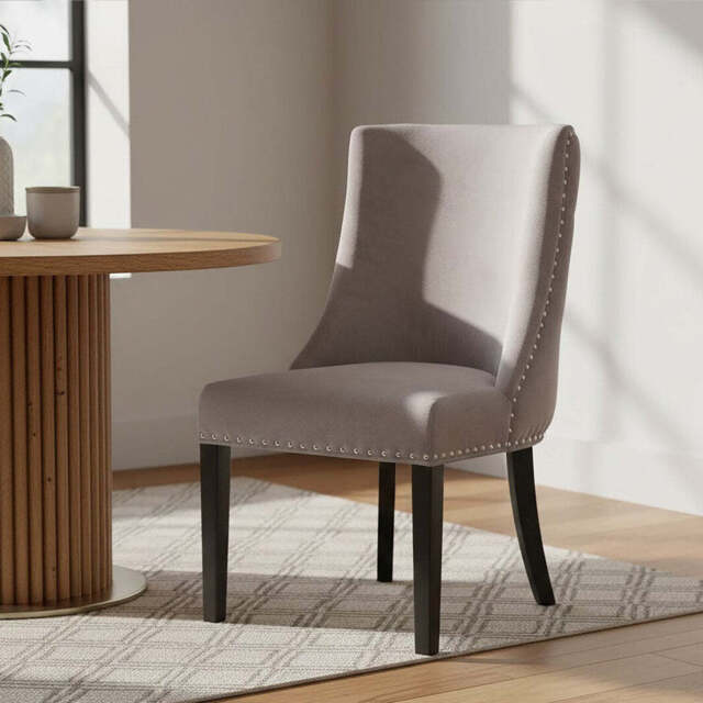 Regents Park Grey Velvet Tufted Back Dining Chair - image 1