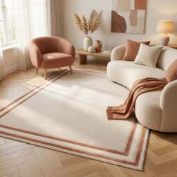 Carmel Cream-Terra Bordered Rug - 6060 - thumbnail 2