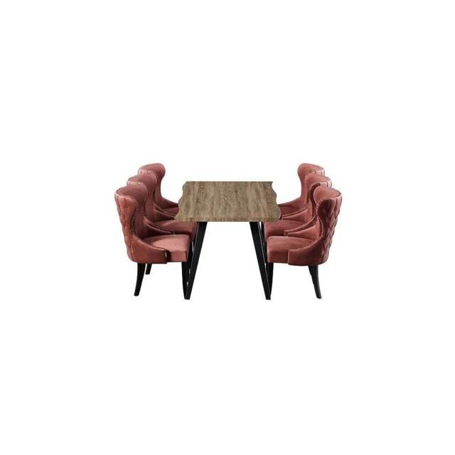 Mayfair Rocco Lux Dining Set - Pink / Set of 6