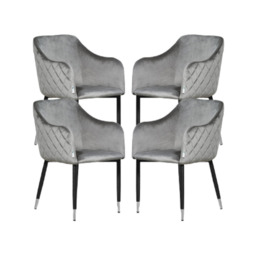 Verona LUX velvet dining chair - Grey / Set of 4