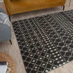 Moroccan Dark Grey Shaggy Rug - 1040 - thumbnail 6