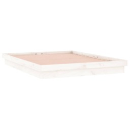 LED Bed Frame without Mattress White Double Solid Wood - thumbnail 6