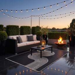 Urban Outdoor Rug Black & Beige - 1010 - thumbnail 2