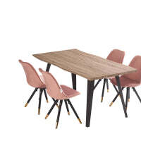 Sofia Rocco Dining Set - Pink / Set of 4 / Walnut