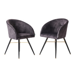 Vittorio LUX Velvet Dining Chair with Metal Legs - Perfect for Dining Room Living Room - Black / Set of 2