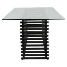 Vogue Clear Glass Dining Table with Slatted Matt Black Base - thumbnail 4