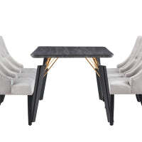 Windsor Cosmo Lux Dining Set - a Black Table and Set of 6 Chairs - Light Grey