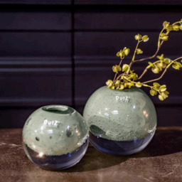 BALL VASE KULA -  Pistache Bubbles - H12 D13 cm - thumbnail 1