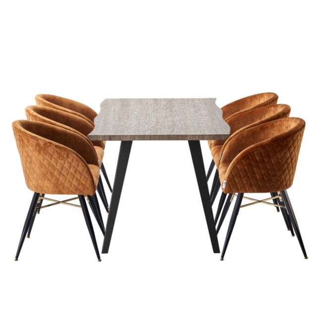 Vittorio Rocco LUX Dining Set - Orange/Brown / Set of 6