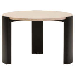 Cream Round Marble Top Large Coffee Table with Small Acacia Legs, Palermo - thumbnail 2