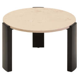 Cream Round Marble Top Large Coffee Table with Small Acacia Legs, Palermo - thumbnail 3