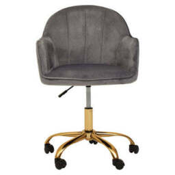 Brent Grey Velvet And Gold Base Home Office Chair - thumbnail 6