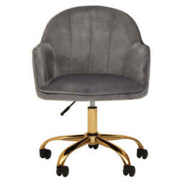 Brent Grey Velvet And Gold Base Home Office Chair - thumbnail 2