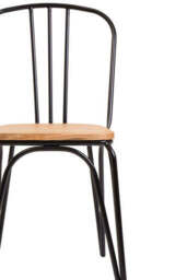 District Dining Chair Elm Wood Seat With Black Finish Metal Frame - thumbnail 6