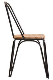 District Dining Chair Elm Wood Seat With Black Finish Metal Frame - thumbnail 4