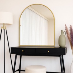 Akiko - Gold Metal Arched Mirror - 120cm x 95cm - thumbnail 1