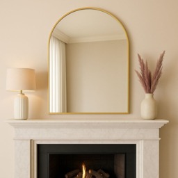 Akiko - Gold Metal Arched Mirror - 120cm x 95cm - thumbnail 4