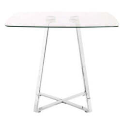 Metropolitan Clear Glass Square Dining Table with Silver Finish Legs - thumbnail 2