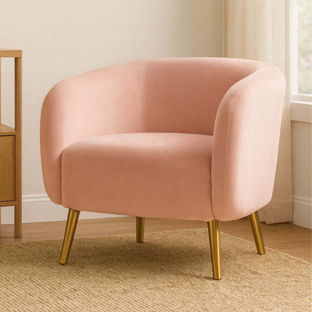 Louxor Pink Velvet Round Armchair - image 1