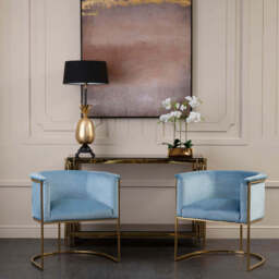 Mias Blue Velvet Curved Back Chair - thumbnail 3
