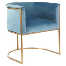 Mias Blue Velvet Curved Back Chair - thumbnail 4