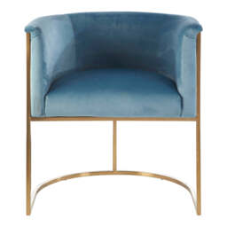 Mias Blue Velvet Curved Back Chair - thumbnail 2
