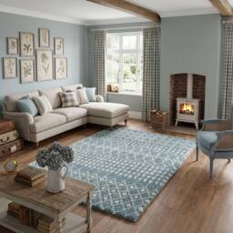 Moroccan Duck Egg Blue Shaggy Rug - 1050 - thumbnail 2