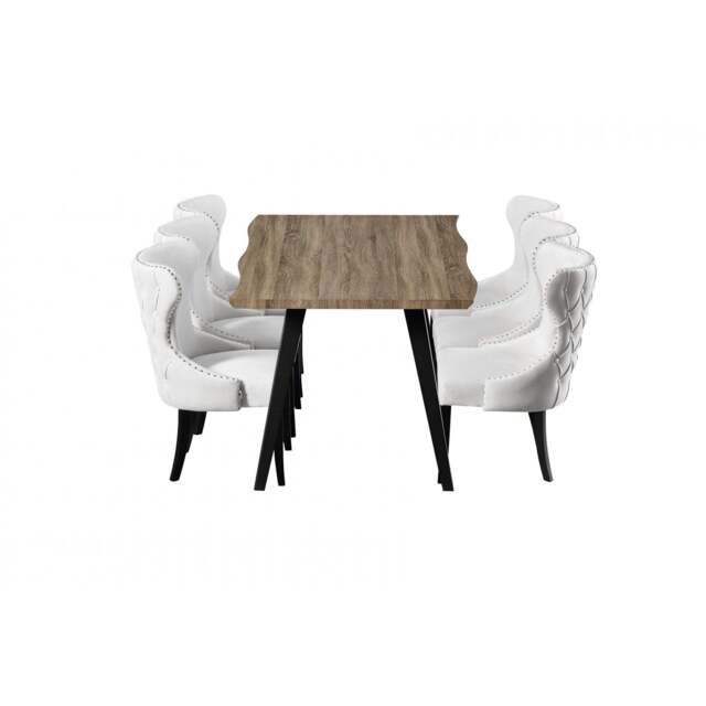 Mayfair Rocco Lux Dining Set - cream / Set of 6