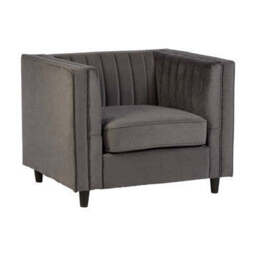 Farah Grey Velvet Chair with Pleated Detail - thumbnail 3