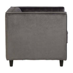 Farah Grey Velvet Chair with Pleated Detail - thumbnail 4