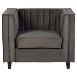 Farah Grey Velvet Chair with Pleated Detail - thumbnail 2