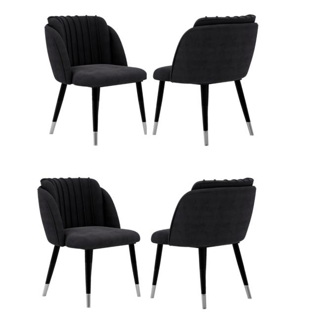 Milano velvet dining chair - Black / Set of 4